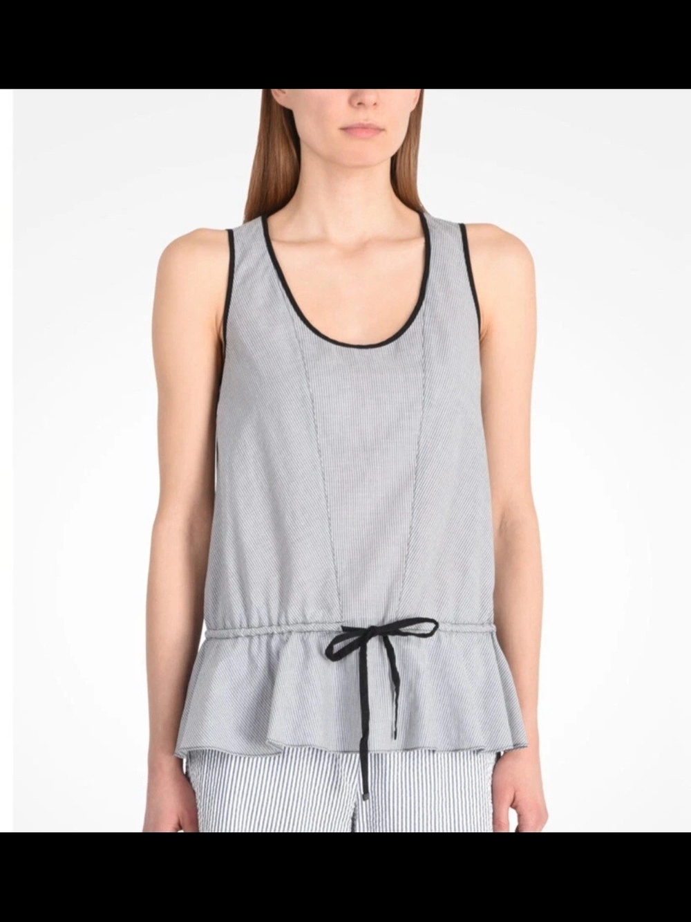 NWT Armani Exchange Striped Peplum Tank Top Gray Blue Size Small